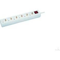 MicroConnect Schuko, 6-stikdåse med sidejord, afbryder, HVID Stikprop:Schuko stikprop Ledningslængde:5 meter