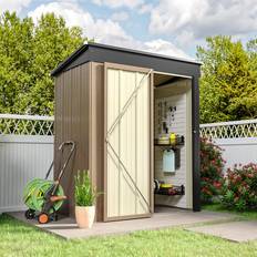 LivingAndHome Metal Outdoor Storage Shed Brown (Building Area )