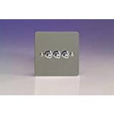 Varilight 3 Gang 10A 1 or 2 Way Dolly Toggle Switch Ultra Flat Brushed Steel XFST3