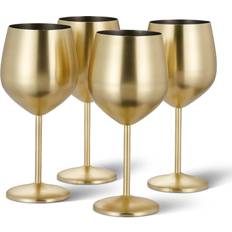 Oak & Steel 4 Elegant Balloon Gold Wine Glass