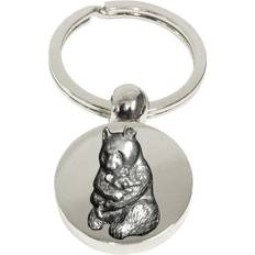 Giant panda silver keyring