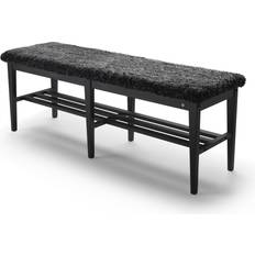 Møbler Oscarssons Möbel Nadja Bænk Med Mørkegråt Sortbejdset H46x130 cm Siddebænk