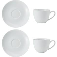 Vidrio Tazas de café espresso Mikasa Chalk Juego 2 Tazas Platillos de Porcelana 310 ml Taza de café espresso