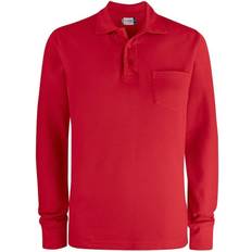 Unisex Polo Shirts Clique Plain Long-Sleeved Polo Shirt Red