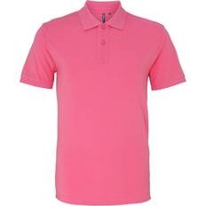 Men - Viscose Polo Shirts ASQUITH & FOX Plain Short Sleeve Polo Shirt Pale Pink