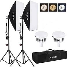 Lighting & Studio Equipment Andoer Softbox Photography Lighting Kit 85W LED Light 2 50x70cm Softbox 2 2M Light Stand 2 Remote Control 2 Carry Bag 1 for Studio Portrait Product Photo