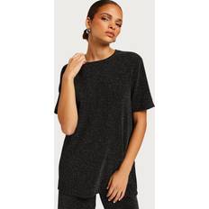 Pellava T-paidat Pieces Lina Oversize Tee - Musta