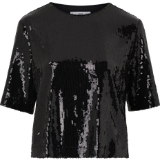 Mango T-shirts Mango Xavi Sequin T-Shirt, Black