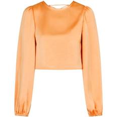 Dame - Oransje Bluser Neo Noir Aura Heavy Sateen Blouse Kvinde Bluser hos Magasin