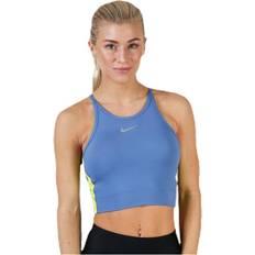 Nike Gul Toppe Nike Crop Tank Surf Blue/Yellow, Female, Tøj, Tops, Løb, Blå