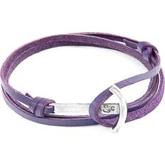 Anchors Bracelets Anchor & Crew Grape Purple Clipper Anchor Silver and Flat Leather Bracelet