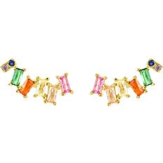 The Fine Collective Multi-Colour Mixed Cut Cubic Zirconia Stud Earrings Gold