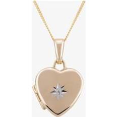 9ct Yellow Gold Diamond Starburst Heart Locket GL21-DIA