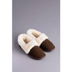 Sheepskin Cuff Slippers Brown