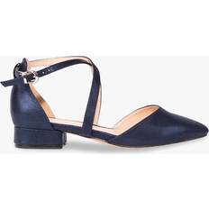 Paradox London Irene Cross Strap Block Heel Court Shoes, Navy