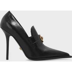 Versace Croc-Effect Patent Leather Pumps - Black