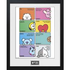 Plast Tavlor BT21 Inramad bild Anime Compilation Tavla