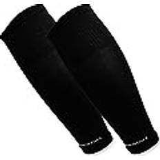 "TUBES Pair of Football Sleeves Footless in Black for Men, Women & Youth Size 5-14 Soccer Leg & Calf Socks for Shin Guards Adults & Kids Long Shin Guard Cover OneSize