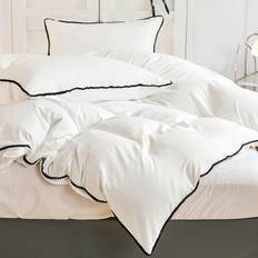 Shein White Queen Set Black Pom Pom Bedding Duvet Cover White, Black