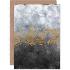 Gold Cards & Invitations ARTERY8 Wee Blue Coo Abstract Grey Gold Watercolour Greeting Card