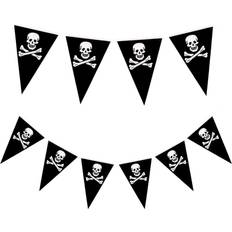 Shatchi 6M Plastic Pirate Party Bunting Banner Garland Skull Crossbones Decor