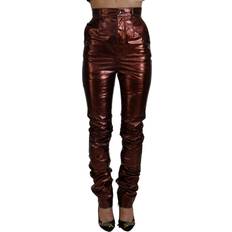 Brons - Dam Jeans Dolce & Gabbana Metallic Bronze High Waist Skinny Jeans IT40