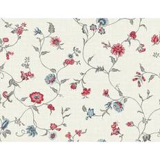 Seabrook Designs Florale Trail Nonwoven Unpasted Wallpaper Antique Ruby & French Blue