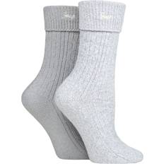 Jeep Pair Super Soft Turn Over Top Polyester Boot Socks Grey 4-8
