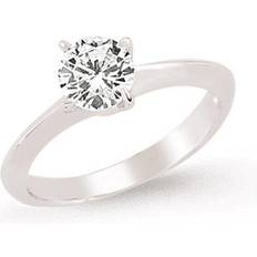 Rhodium - Women Rings Jewelco London Silver CZ Rotated Claw Solitaire Engagement Ring GVR633