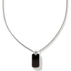 Black - Men Necklaces John Hardy Sterling Silver Onyx Etruscan Dog Tag Pendant Necklace