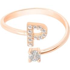 Initial Ring Rosegold W White One