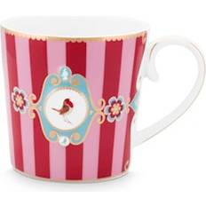 Verre Tasses PiP Studio Lot de 6 Grands Mugs Love Birds Bande Rouge/Rose - 250 ml Tasse 25cl