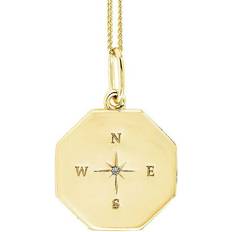 Gold Plated Compass Ocatagon Pendant Necklace