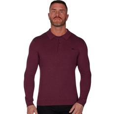 5XL - Woman Polo Shirts Raging Bull Long Sleeve Knitted Polo Burgundy