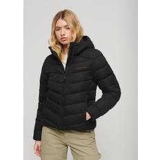 Superdry Damen Oberbekleidung Superdry Damen Steppjacke aus Mikrofaser mit Kapuze Schwarz Größe: Schwarz