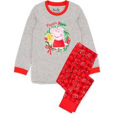 Grijs Nacht kledingstukken Peppa Pig Girls Christmas Pyjama Set 12-18 Months Red/Grey