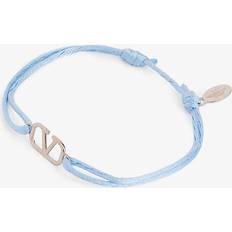 Valentino Garavani Mens Stone Grey Vlogo Cord Bracelet