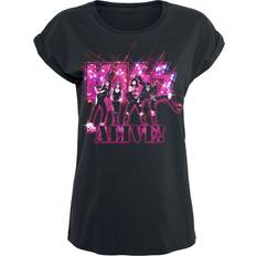 Kiss Dam T-shirts Kiss T-shirt Alive Pink Glitter för Dam svart