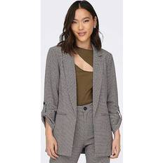 Checkered Blazers Only Checked Straight Fit Blazer Beige Checks