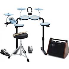 Gear4music VISIONDRUM Compact Mesh Electronic Drum Kit Amp Pack, Blue