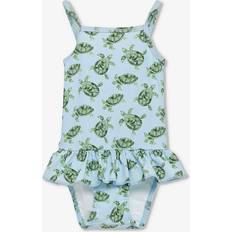 Spandex Jumpsuits Trotters Baby Turtle Peplum Swimsuit, Blue