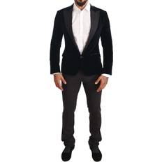 Dolce & Gabbana Herre Jakkesæt Dolce & Gabbana Blue Velvet Cotton Slim Fit Smoking Suit IT46