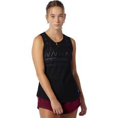 Leinen Tanktops New Balance Damen Q Speed Jacquard Tank in Schwarz, Poly Knit, Größe