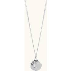 Jewellery Initial Hammered Disc Curb Chain Necklace in Silver