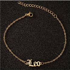 With Clasp Anklets Tianfu Anklet-Leo Gold -1pcs,Zodiac Anklet for Women Stainless Steel Old English Zodiac Letter Anklet Bracelet for Women