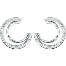 The Fine Collective Crystal Double Crescent Stud Earrings Silver