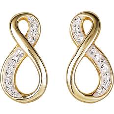 Sterling Silver Gold Plated Crystal Infinity Stud Earrings