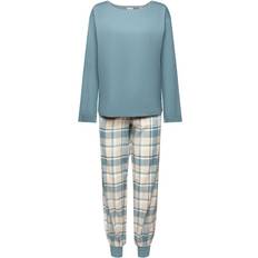 Damen - Türkis Schlafanzüge Esprit Pyjama-Set aus kariertem Flanell NEW TEAL BLUE