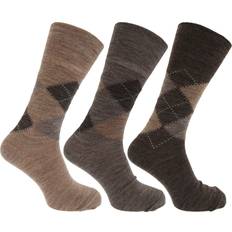 Brown - Women Socks Universal Textiles Traditional Argyle Pattern Non Elastic Lambs Wool Blend Socks Pack Of 3 Light Brown 6-11