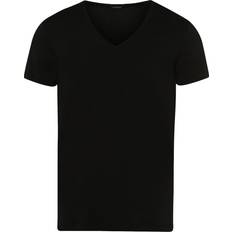 Hanro Overdele Hanro Cotton Superior SS Shirt V-Neck, Black Serie: Cotton Superior